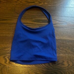 Blue Ribbed Halter Top